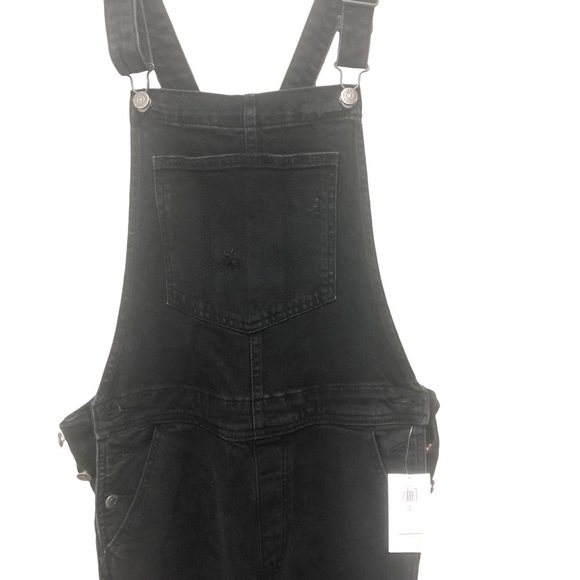 NWT Old Navy SIZE 6 TALL Distressed Festival Farmers Black Women’s Jean Overalls - Picture 4 of 15
